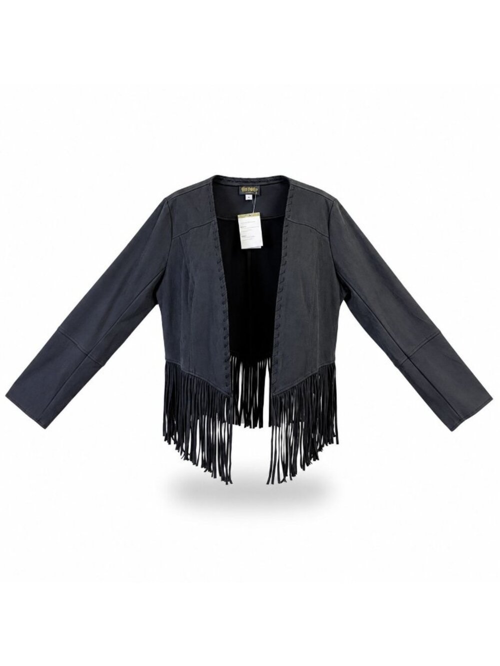 Bob Mackie Womens Black Fringe Jacket Size Large